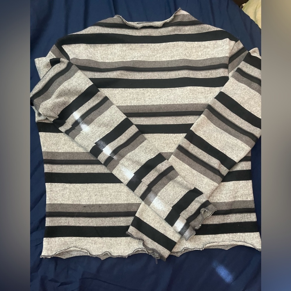 Grey and black stripe crop top